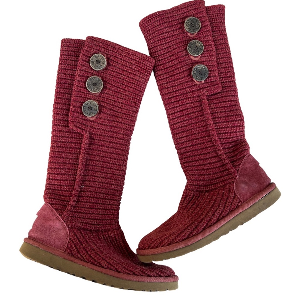 Cardy Ugg Boots in Red Knit Suggs size 7